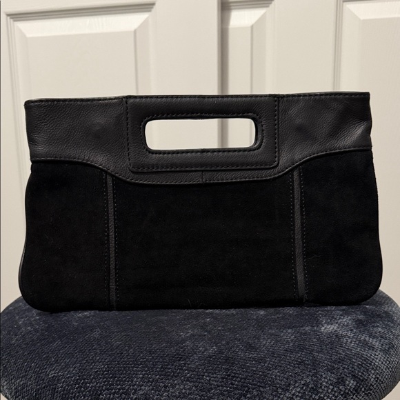 BCBGMaxAzria Black Leather & Suede Clutch
